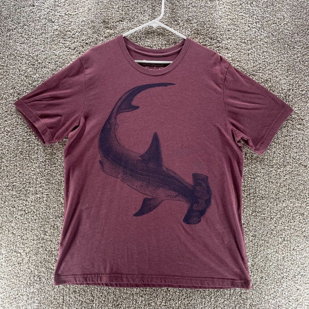 Gaspar Gou Shirt Mens Extra Large Purple Shark Logo Short Sleeve Cotton Blend
